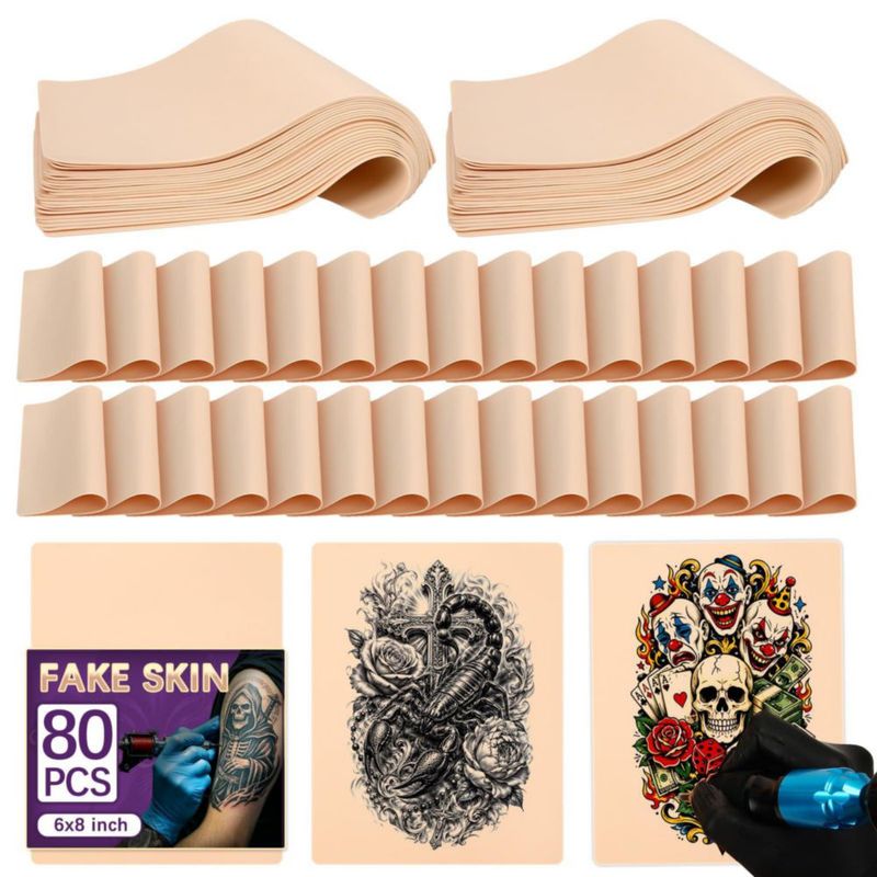 Piel Sintética VelvetAura – Pack de 80 (20 × 15 cm) para Práctica de Tatuaje