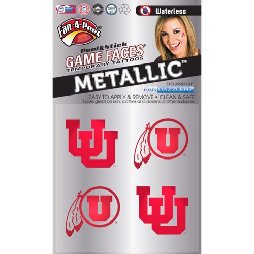 Tatuaje Temporal FAN-A-PEEL Utah Utes Metálico sin Agua