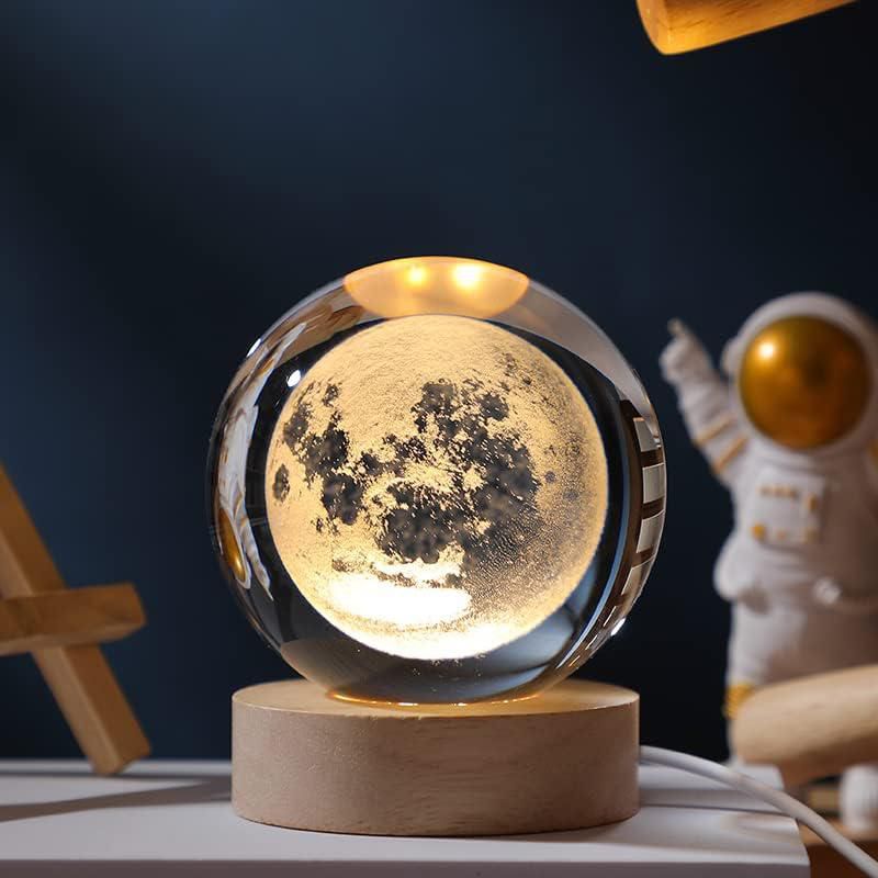 Luz nocturna JANARARY 3D Galaxy Crystal Ball Moon Model