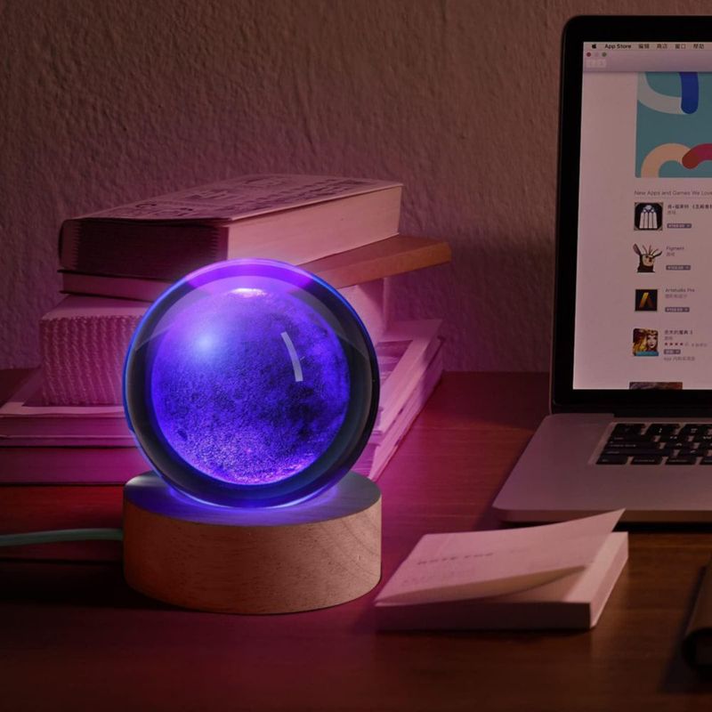 Luz nocturna JANARARY 3D Galaxy Crystal Ball Moon Model