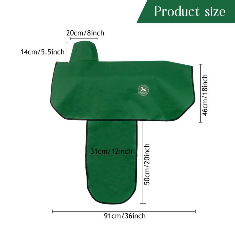 Funda para Silla de Montar Western Paloura 91x96 cm Verde con 6 Correas