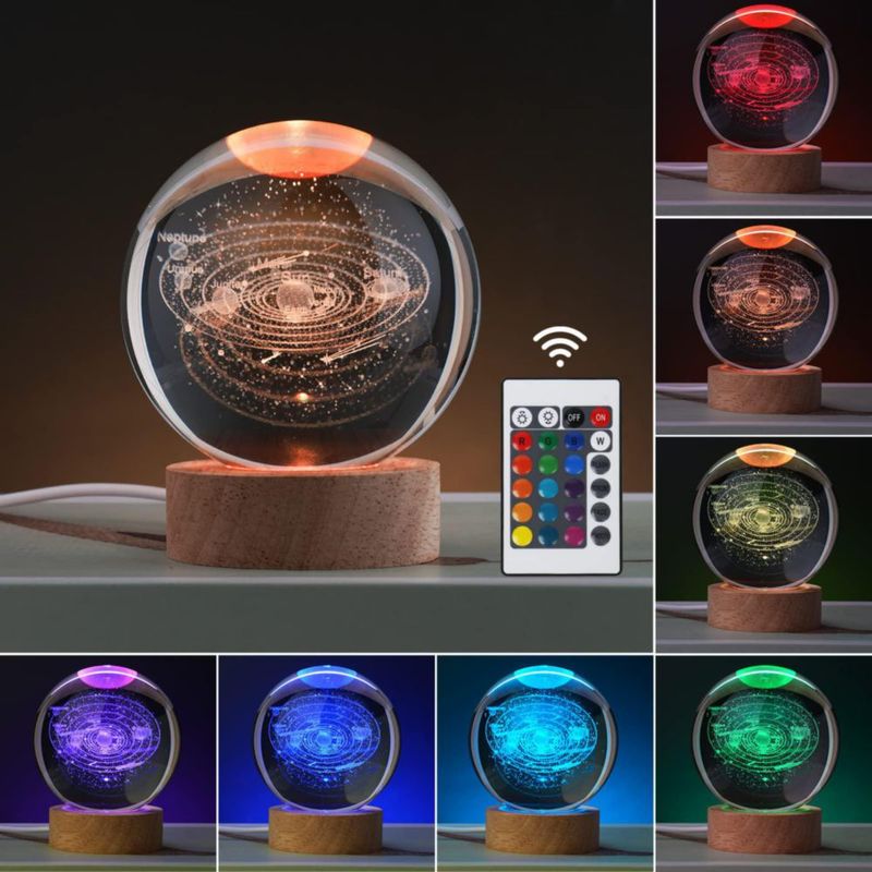Luz nocturna JANARARY 3D Galaxy Crystal Ball con mando a distancia