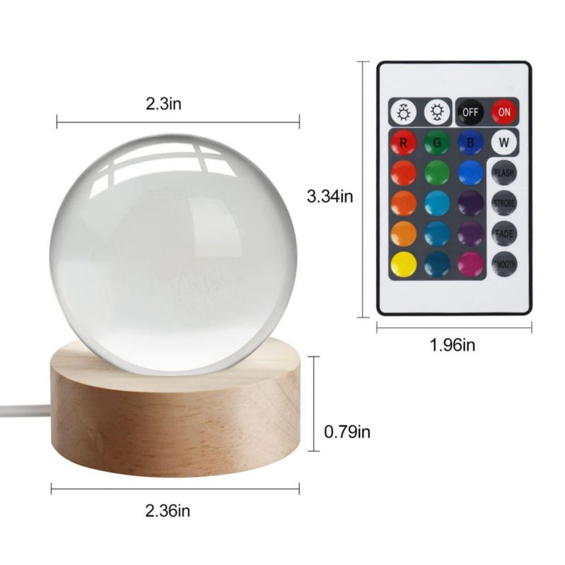 Luz nocturna JANARARY 3D Galaxy Crystal Ball con mando a distancia