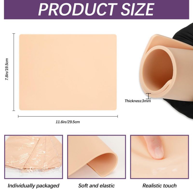 Piel de práctica para tatuaje VelvetAura A4 3 mm – Pack de 6