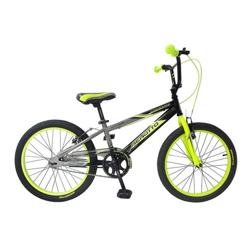 Bicicleta Infantil Benotto Agressor R20 1V Negro con Verde Limón