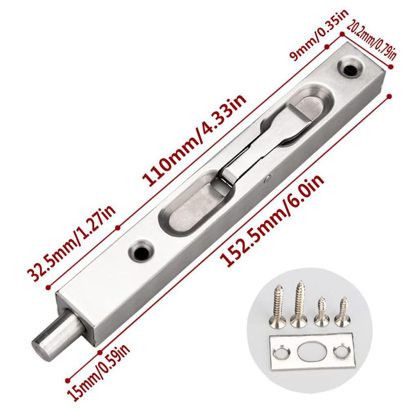 Pasadores empotrados para puerta WANLIAN 15 cm acero inoxidable (paquete de 2)