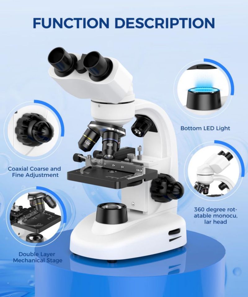 Microscopio Binocular PalliPartners 40X-2000X – Kit