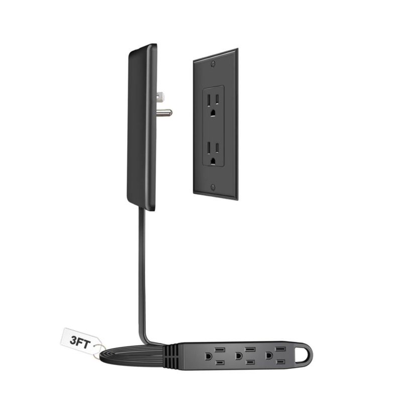 Cable de extensión CABOCASA de 3 pies con 3 enchufes color negro