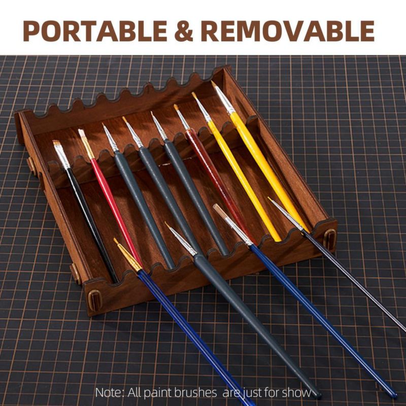 Porta pinturas de madera OPHIR con 50 huecos y espacio para pinceles