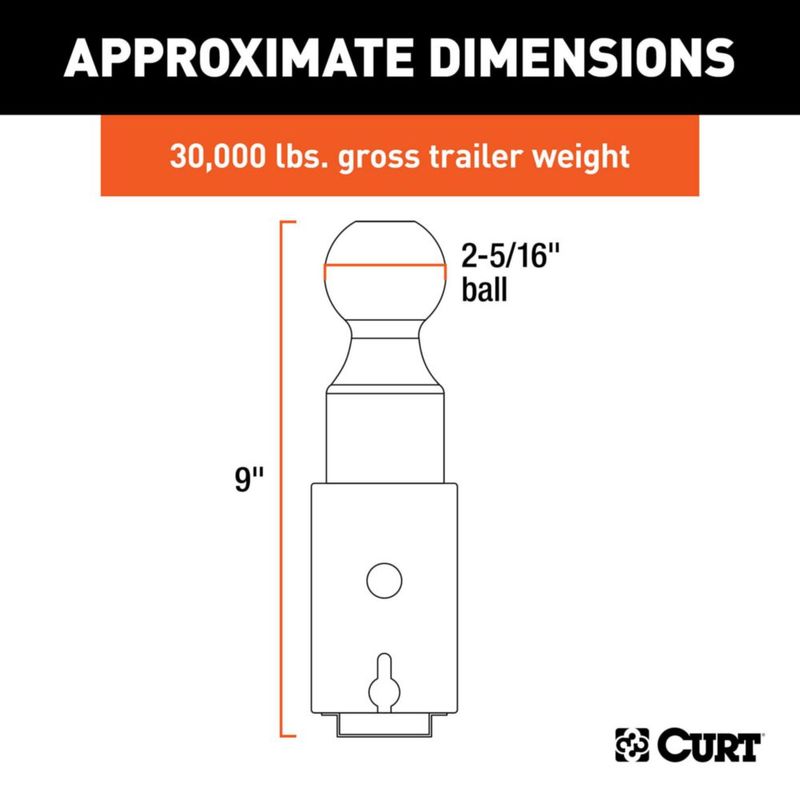 Bola de cuello de ganso CURT 5 cm 30 000 lb Diámetro 2‑5/16 pulgadas