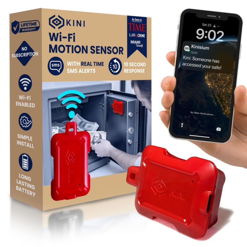 Sensor de movimiento KINISIUM Wi‑Fi alertas por SMS y correo electrónico
