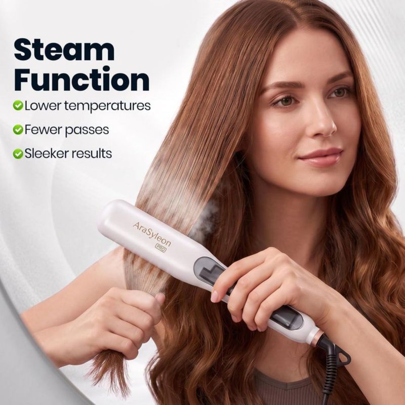 AraSyleon Cepillo Alisador de Vapor PTC 30s 5 Niveles de Calor Anti