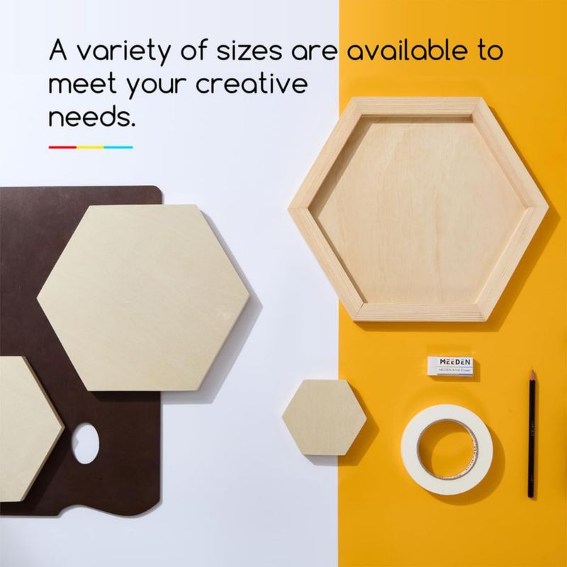 Panel de Lienzo Hexagonal MEEDEN 10 x 12 cm Pack de 4