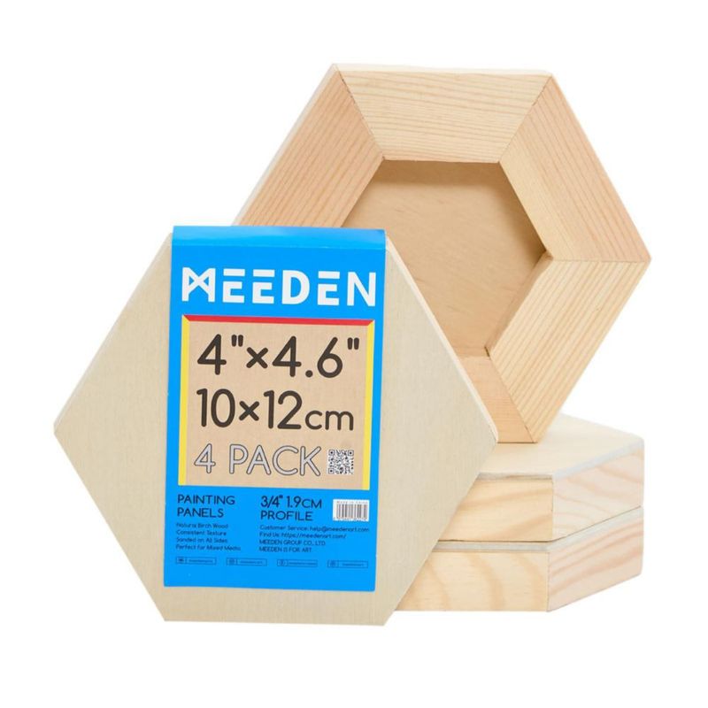 Panel de Lienzo Hexagonal MEEDEN 10 x 12 cm Pack de 4