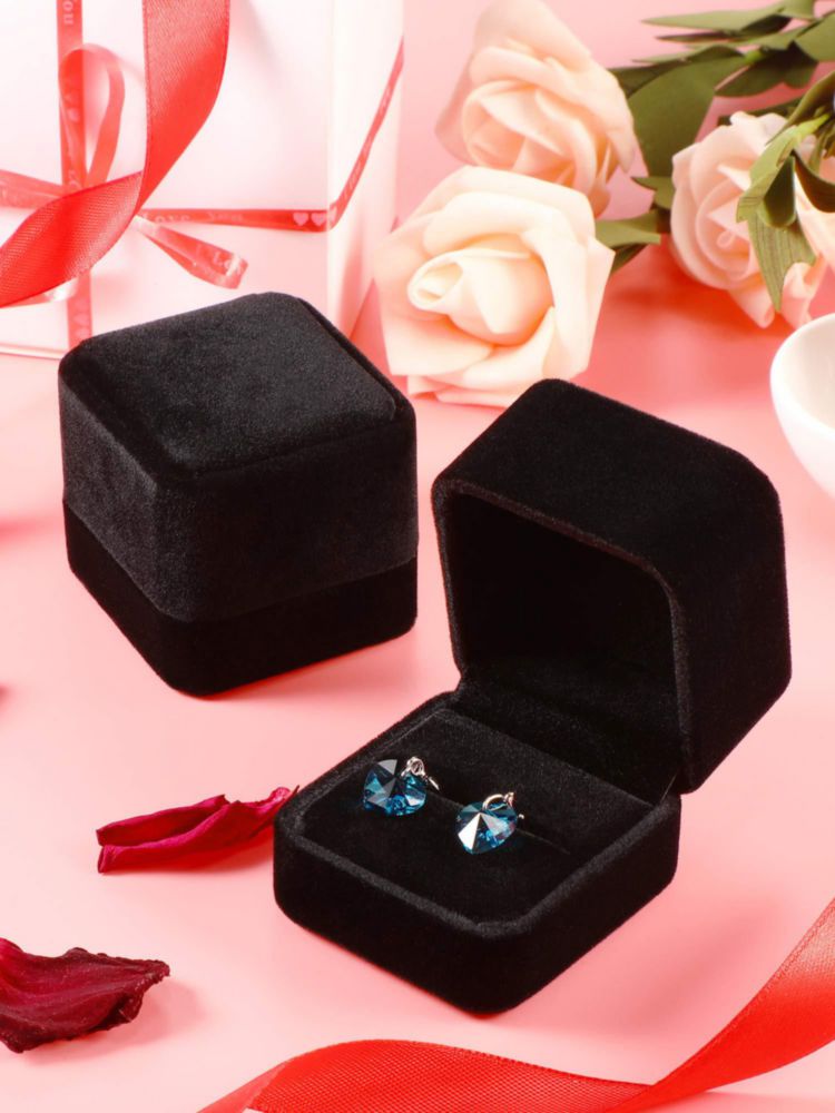 Caja de anillos Zhanmai pack de 12 terciopelo negro 54 × 5 × 45 cm