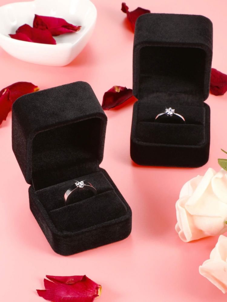 Caja de anillos Zhanmai pack de 12 terciopelo negro 54 × 5 × 45 cm