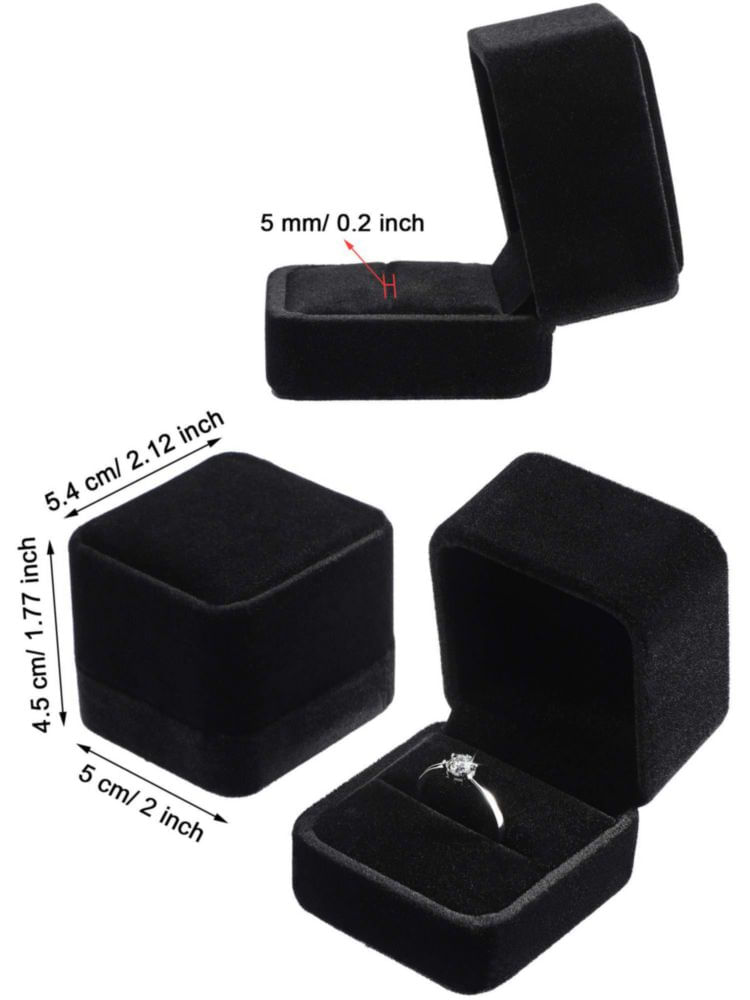 Caja de anillos Zhanmai pack de 12 terciopelo negro 54 × 5 × 45 cm