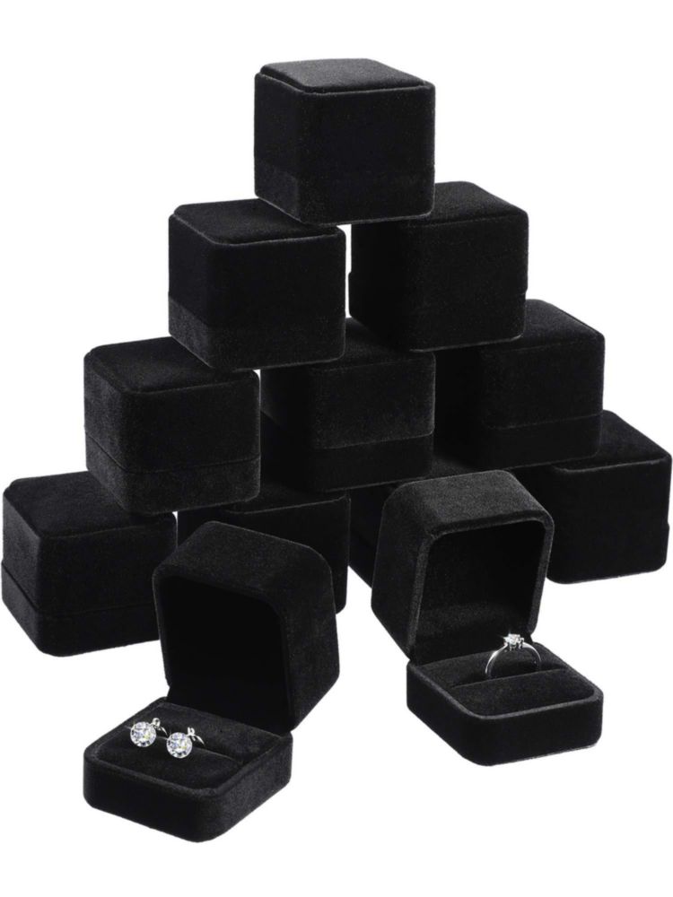 Caja de anillos Zhanmai pack de 12 terciopelo negro 54 × 5 × 45 cm