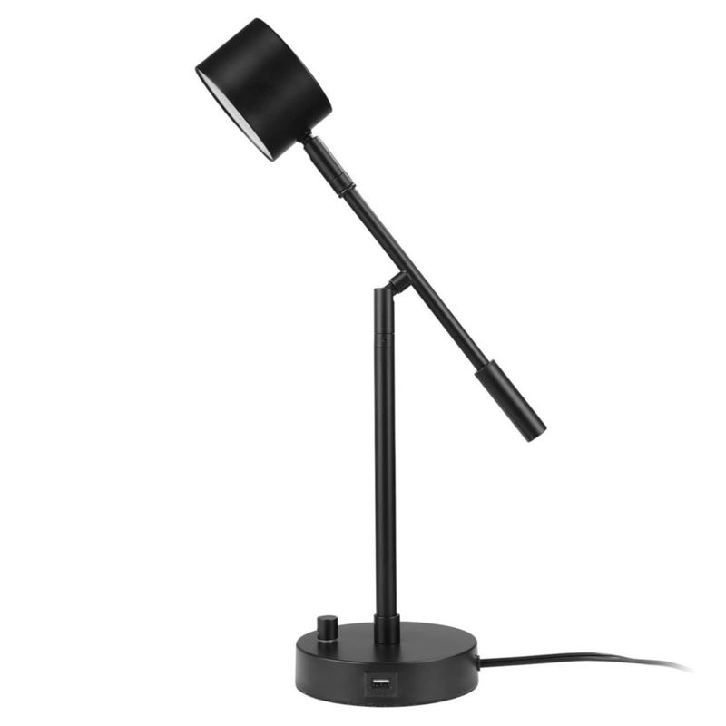 Lámpara de escritorio Globe Electric 41 cm negro mate con puerto USB
