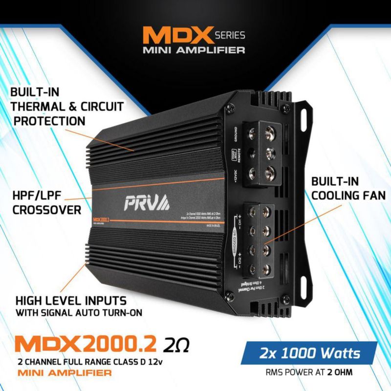 Amplificador PRV AUDIO MDX2000.2 2 Ω 2x1000W RMS