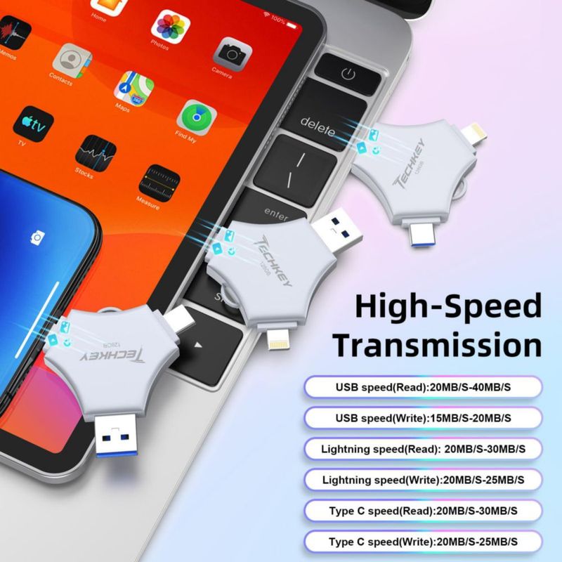 Unidad flash USB 3.0 de 128 GB para iPhone con certificación MFi