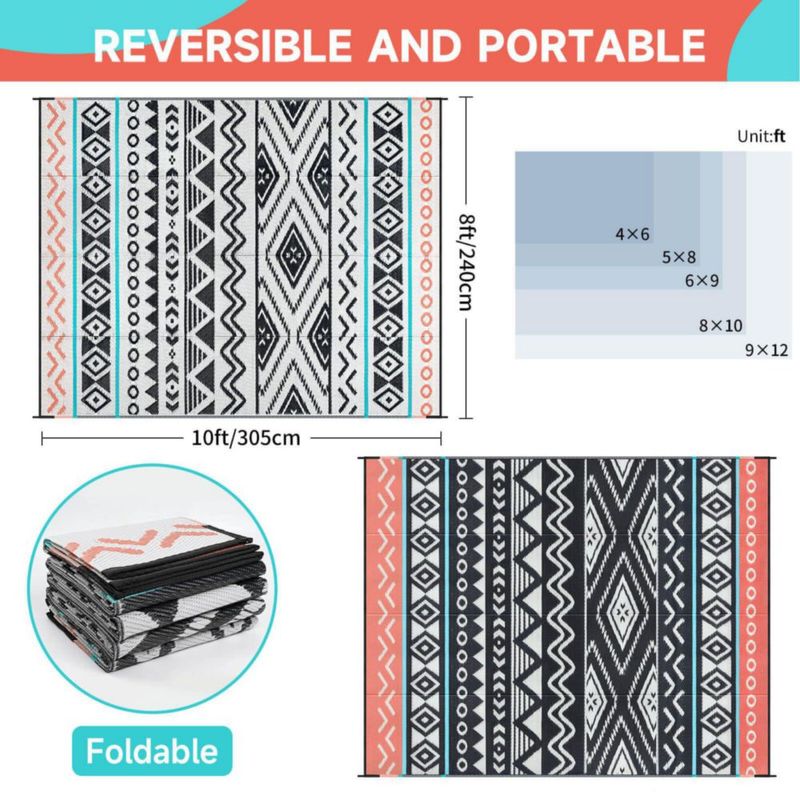 Alfombra de patio Kalafun 244x305 cm impermeable reversible