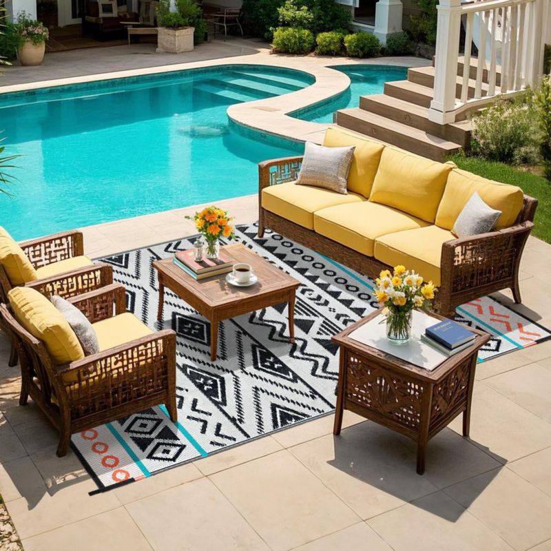 Alfombra de patio Kalafun 244x305 cm impermeable reversible