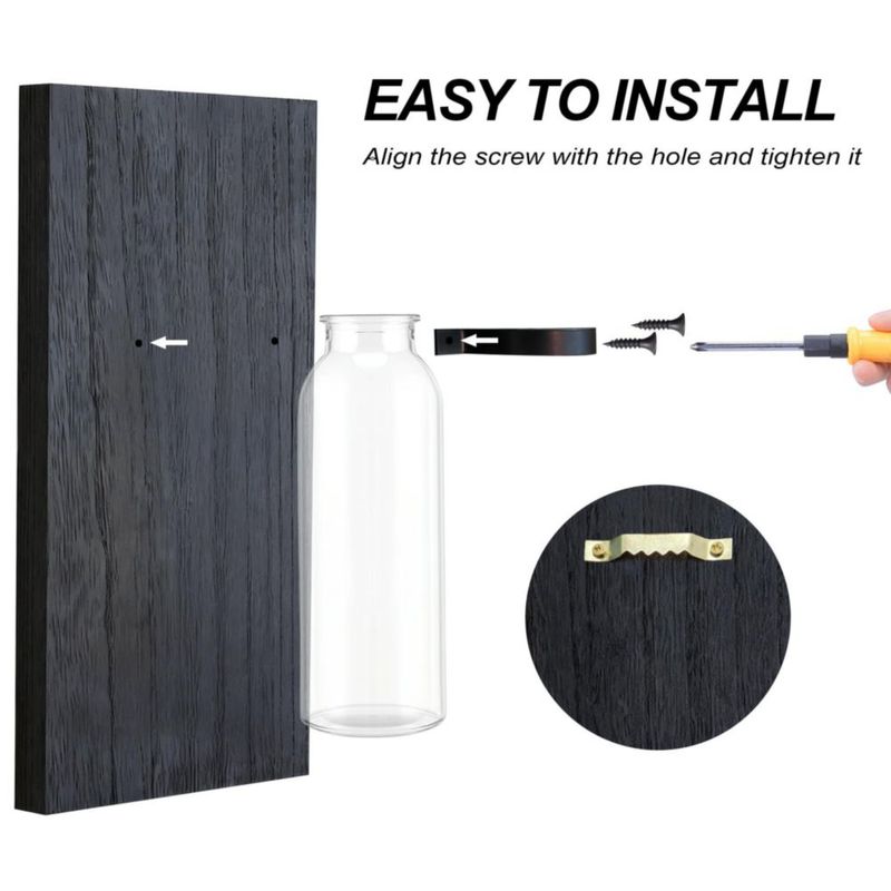 Maceteros de pared Heiple Pack de 2 - Madera y vidrio negro para plantas de interior