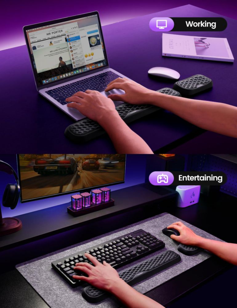 Reposamuñecas Vaydeer para teclado y ratón - Gris/Azul