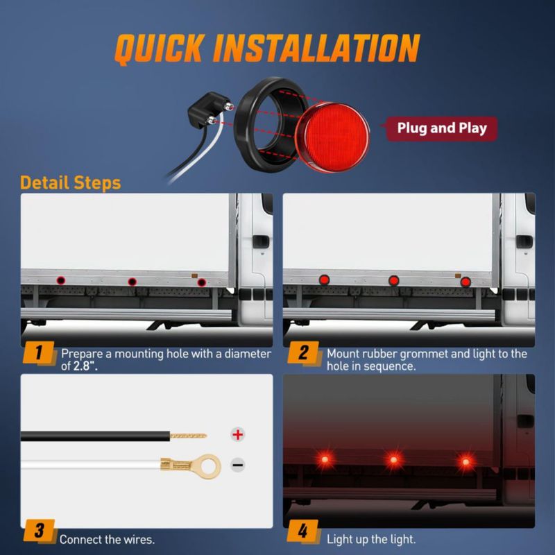 Luz Marcadora Nilight 6 cm Roja 13 LED Pack de 2 (Montaje Empotrado)