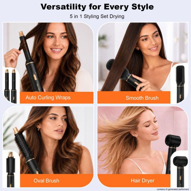 Set Secador de Pelo con Cepillo AVENHO 5 en 1 Estilizador de Aire Caliente 110V
