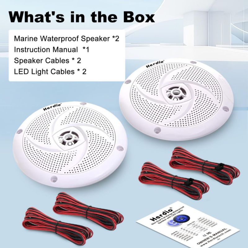 Parlantes Herdio 13 cm Impermeables con LED 160 W (par) Color Blanco