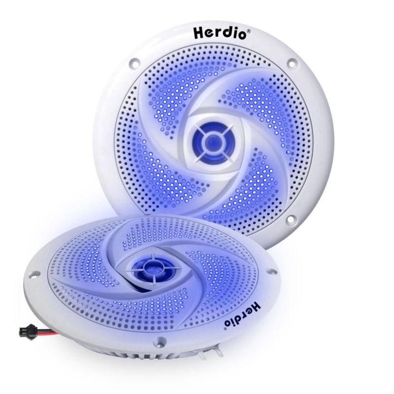 Parlantes Herdio 13 cm Impermeables con LED 160 W (par) Color Blanco