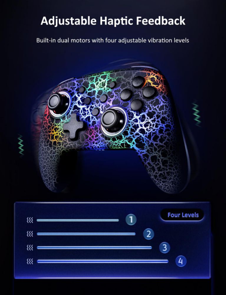 Controlador inalámbrico NexiGo Bluetooth con luz LED violeta
