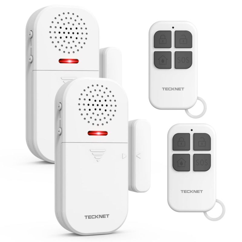 Alarma TECKNET 130 dB inalámbrica con control remoto de 60 m/200 ft