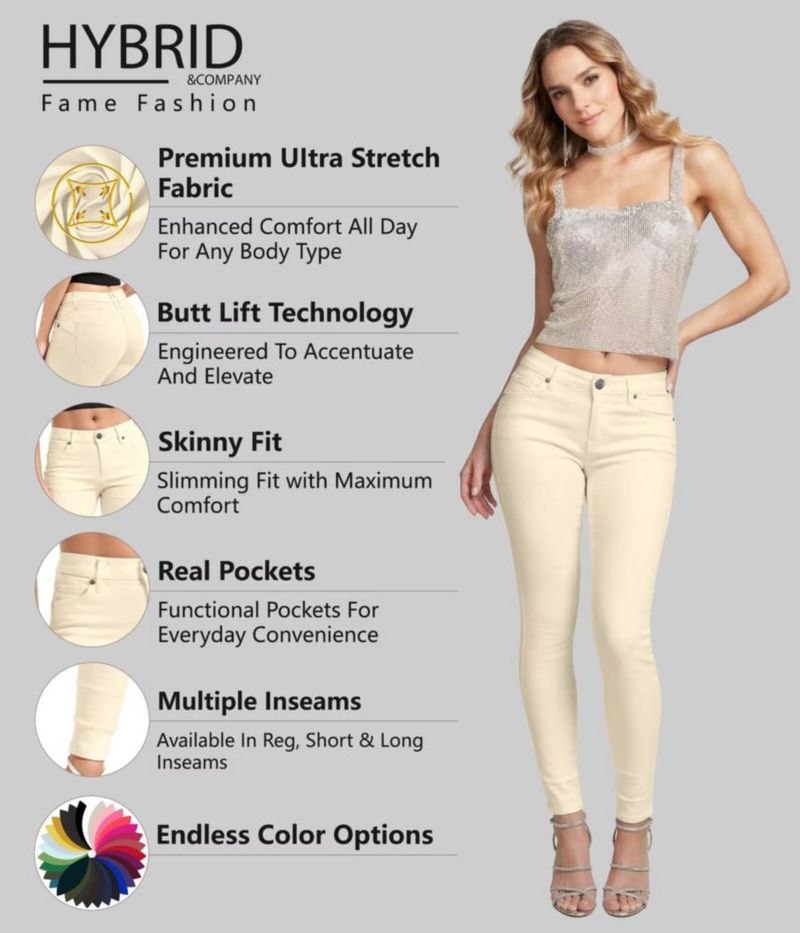 Vaqueros Hybrid & Company 24 Marfil Stretch Denim para mujer