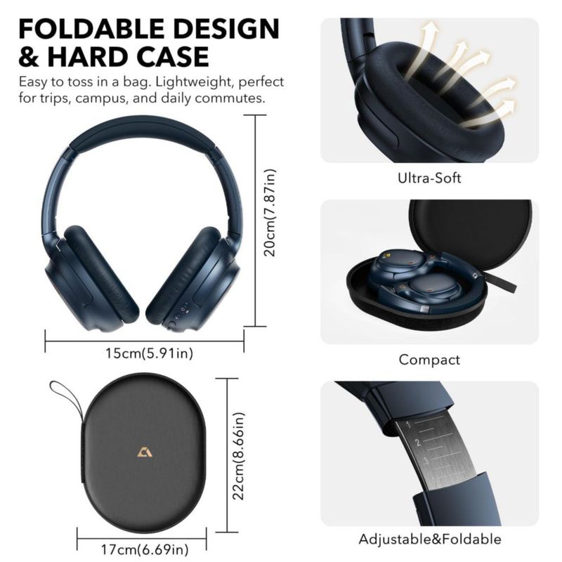 Auriculares 1Mii E700 Inalámbricos con Cancelación Activa de Ruido (ANC) Azul LDAC Hi‑Res