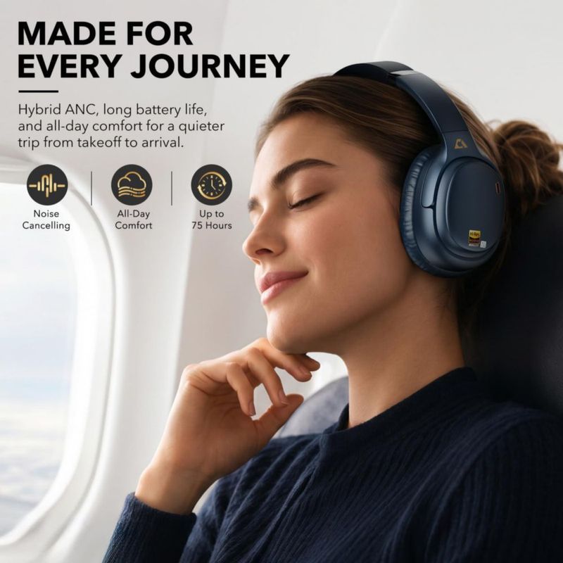 Auriculares 1Mii E700 Inalámbricos con Cancelación Activa de Ruido (ANC) Azul LDAC Hi‑Res