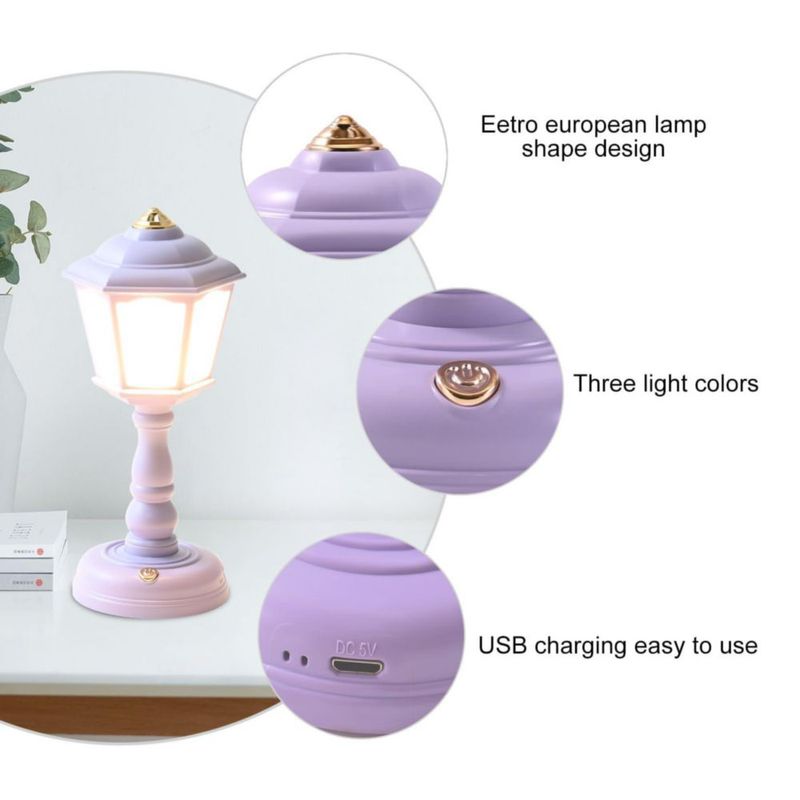 Lámpara de escritorio Bullishman LED regulable con carga USB – Púrpura