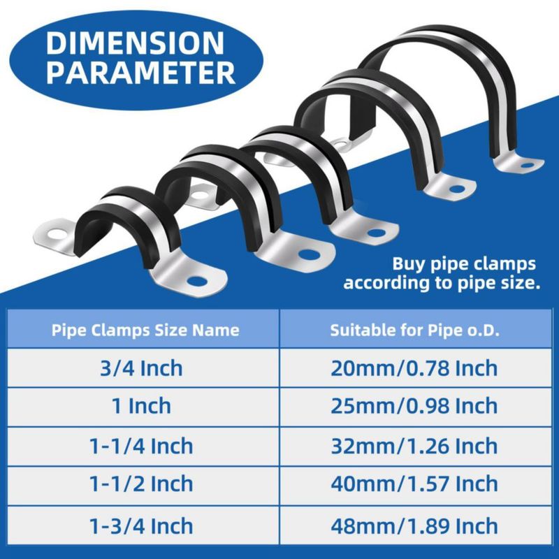 Abrazaderas para tubería DISWINRAYS 3/4" 6 piezas acero inoxidable 304