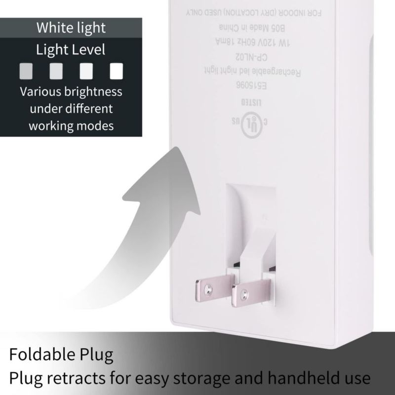 Luz nocturna LED de respaldo de emergencia 4 en 1 paquete de 2
