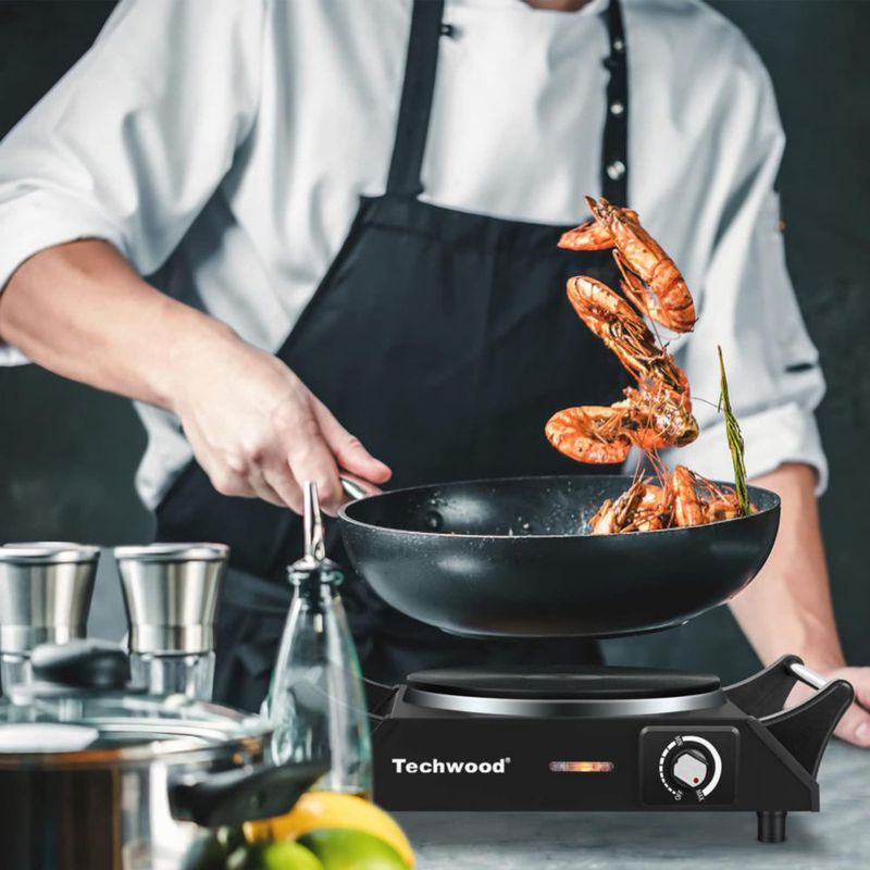 Quemador de Encimera Techwood 1500W Quemador Único 18.5 cm