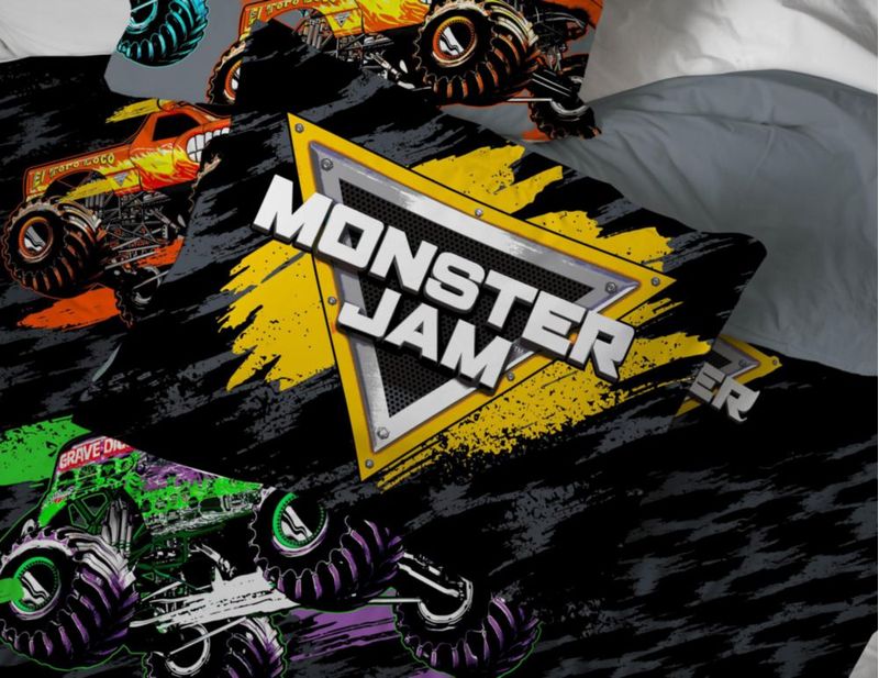 Juego de ropa de cama Jay Franco Twin de 5 piezas negro Monster Jam