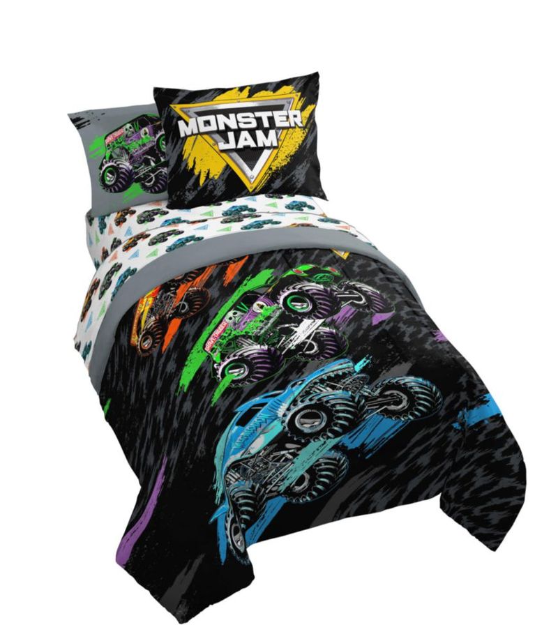 Juego de ropa de cama Jay Franco Twin de 5 piezas negro Monster Jam