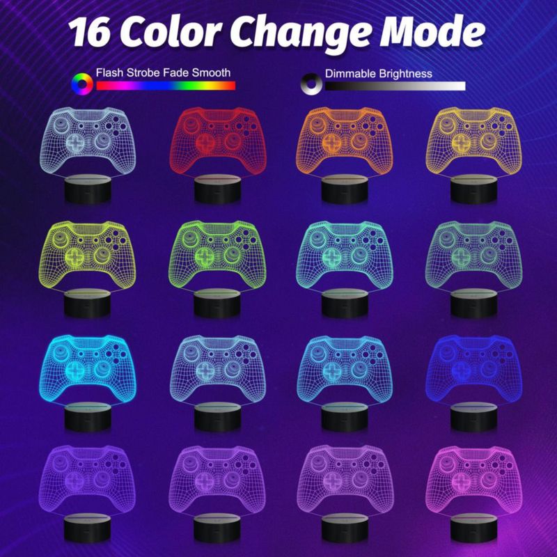 Lámpara Ilusión 3D Attivolife Gamepad con Control Remoto y 16 Colores