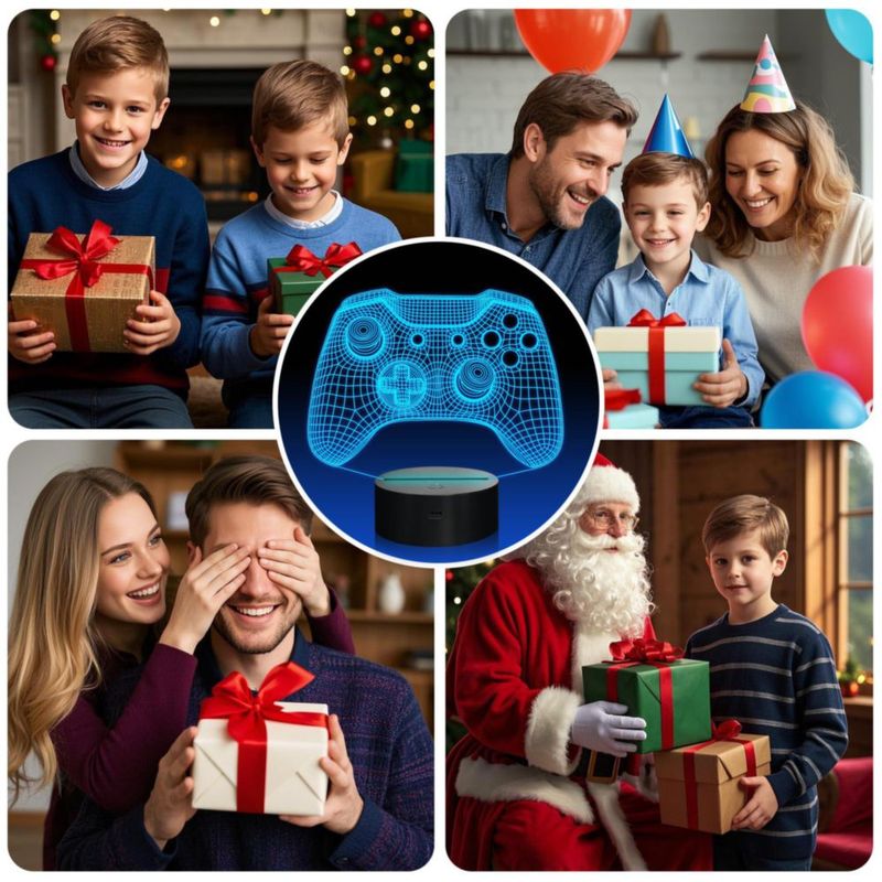 Lámpara Ilusión 3D Attivolife Gamepad con Control Remoto y 16 Colores