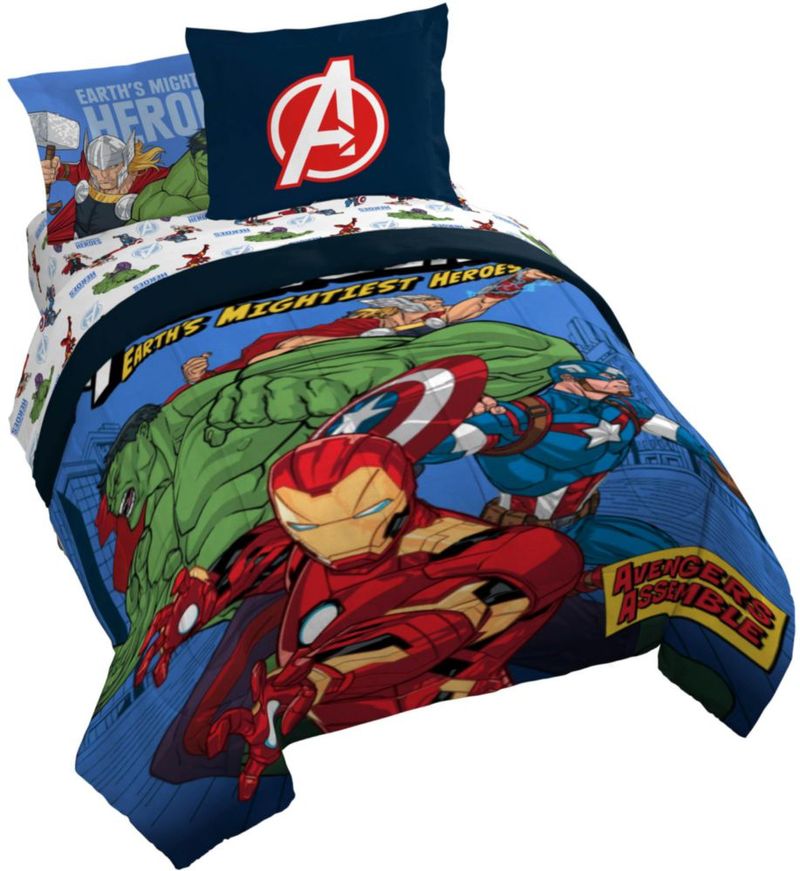 Juego de cama Jay Franco Queen 7 piezas Vengadores azul microfibra
