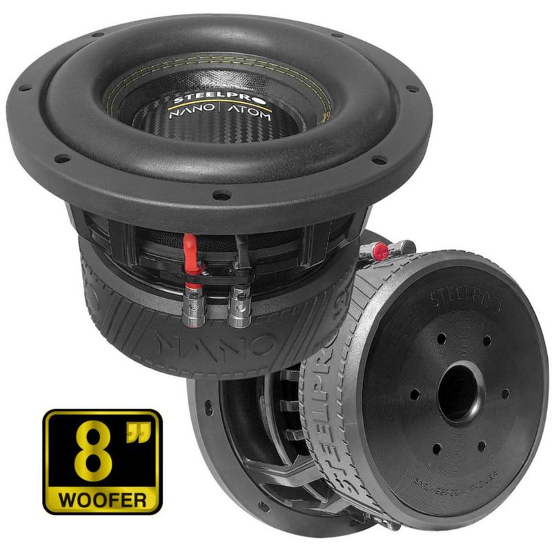 Subwoofer 8 PuLG Competencia 4+4 Ohm 2500w Atom-cx Steelpro Negro NANO ATOM 8