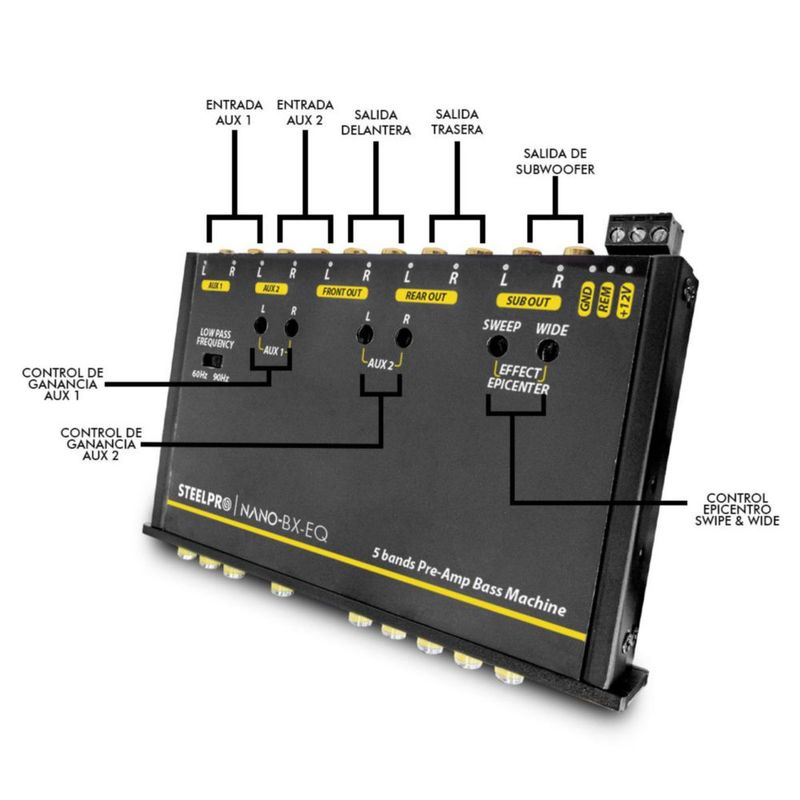 Ecualizador Pre-amp 5 Bandas Efecto Epicentro 9volt Steelpro NANO-BX-EQ