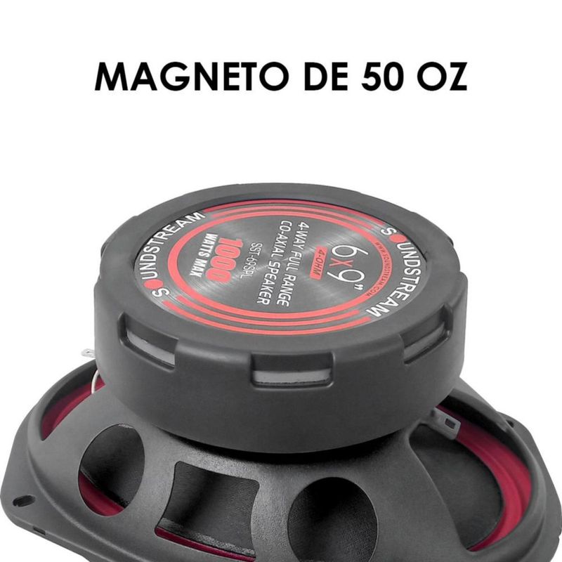 Bocinas para auto 6x9 pulgadas 4 Vías Soundstream Tarántula 1200W Doble Suspensión magneto de 50 Oz